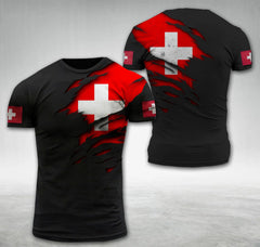 Switzerland Scratch Flag I02 T-shirt