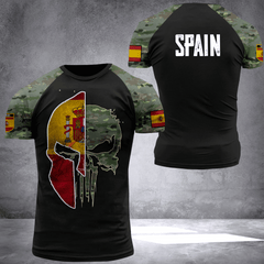 Spain spartan camo National Flag T-shirt I02