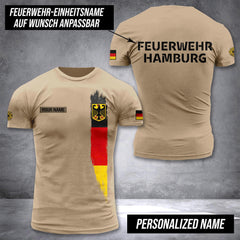 Firefighter Germany customize t shirt 3d back