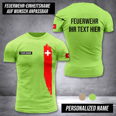 Firefighter Switzerland customize t shirt 3d back
