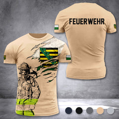 Firefighter Sachsen Germany customize T-shirt 3d 297