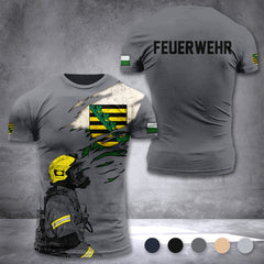Firefighter Sachsen Germany customize T-shirt 3d 168