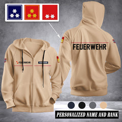 Firefighter Austria Custom Ranking Fleece Zipper Hoodie 139