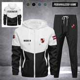 Firefighter Austria Herren Trainingsanzug 2025 – Freizeit Jogginganzug mit Kapuze, Sportjacke & Hose, 2-teiliges Running Set