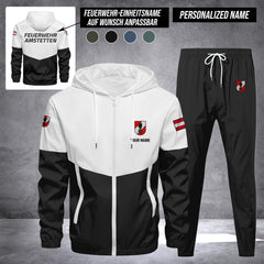 Firefighter Austria Herren Trainingsanzug 2025 – Freizeit Jogginganzug mit Kapuze, Sportjacke & Hose, 2-teiliges Running Set custom department