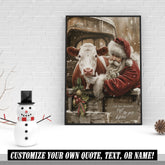 Santa & Hereford Cow Christmas Canvas - Wall Decor