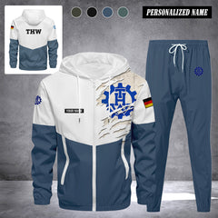 THW Germany Herren Trainingsanzug 2025 – Freizeit Jogginganzug mit Kapuze, Sportjacke & Hose, 2-teiliges Running Set custom department