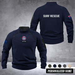 Surf Rescue Australia Men’s Tactical Hoodie with Zip – Military Style Outdoor Fleece Pullover, Windproof, Warm & Long Sleeve