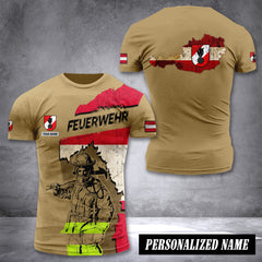 Firefighter Austria customize T-shirt 3d flag icon