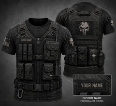 USA tatical vest customize T-shirt pun