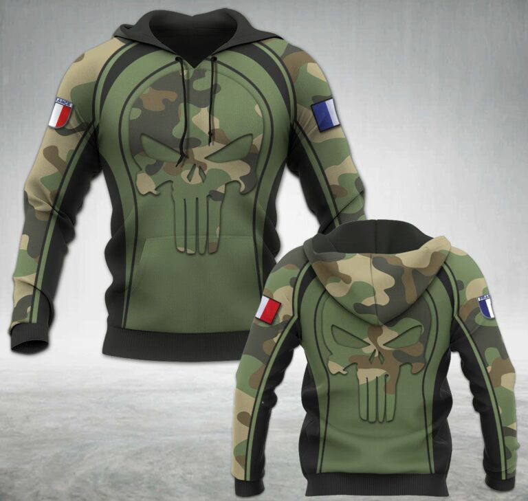France pun simple camo hoddie NA3