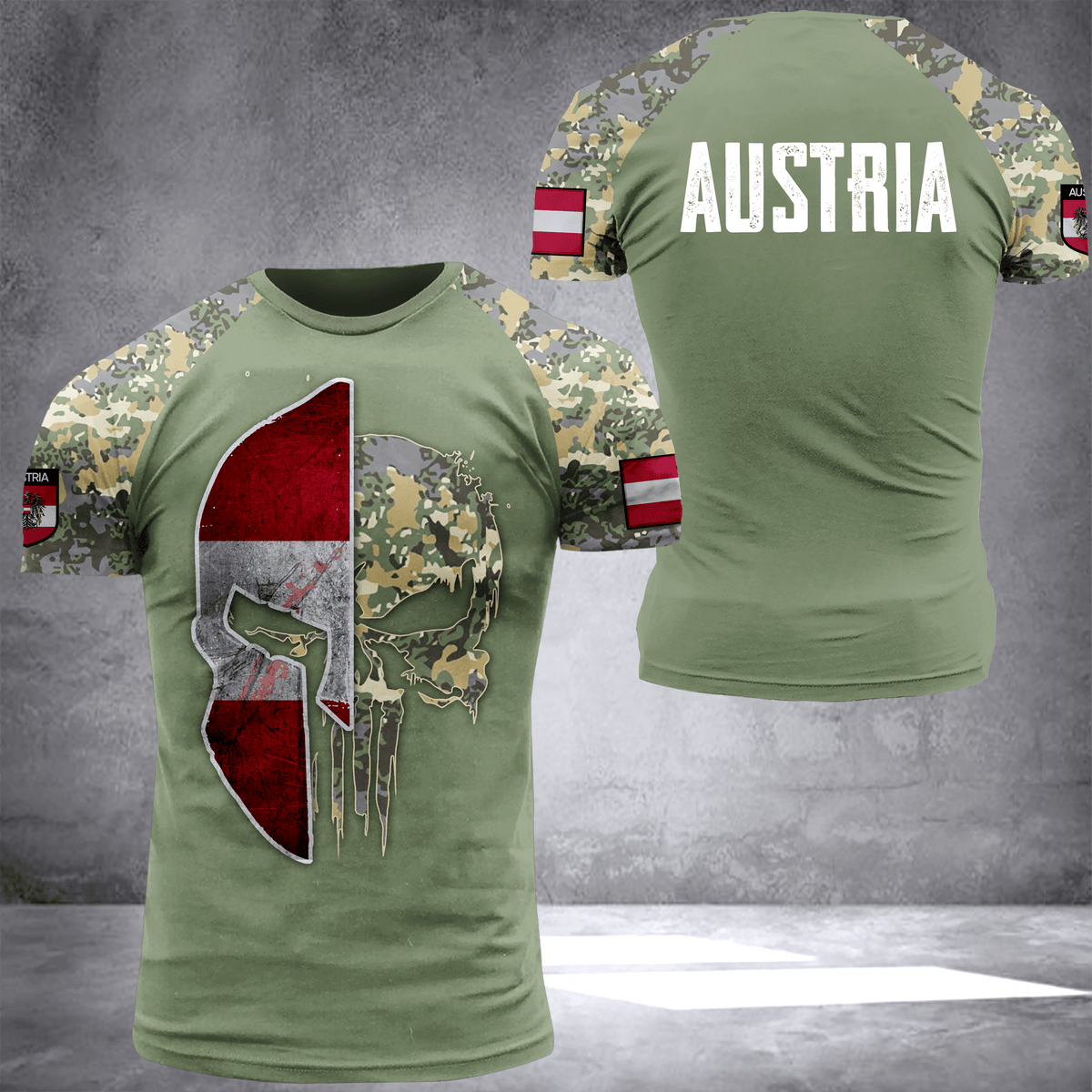 Austria spartan camo National Flag T-shirt I02