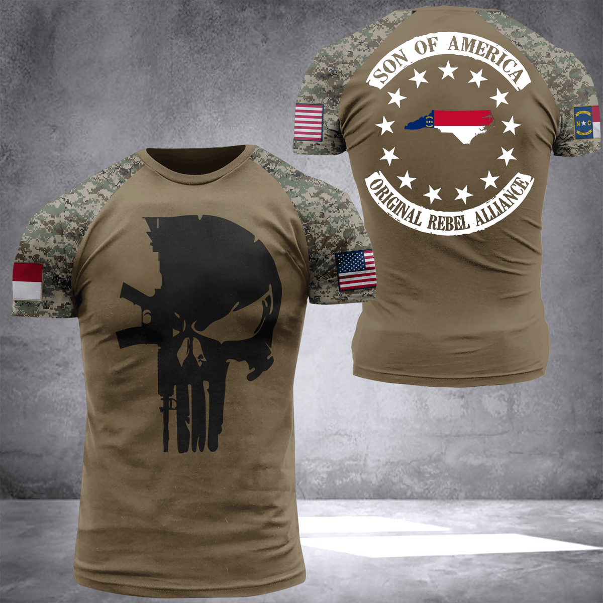 North Carolina son of america camo National Flag T-shirt