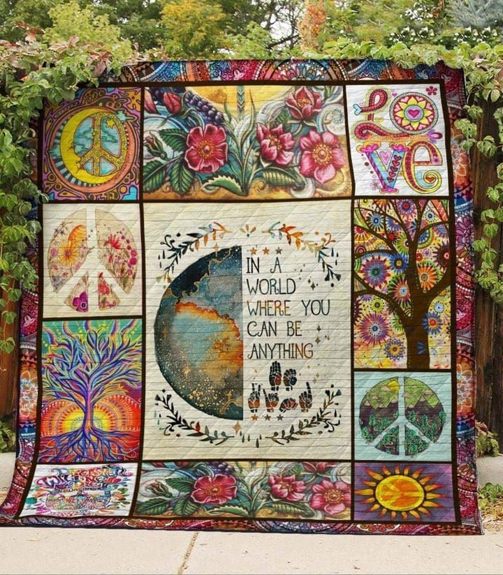 Hippie Peaceful bedding Quilt blankets 3d 025