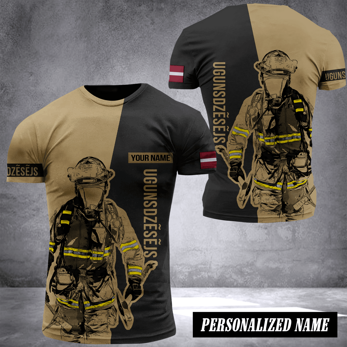 Firefighter Latvia customize T-shirt 245