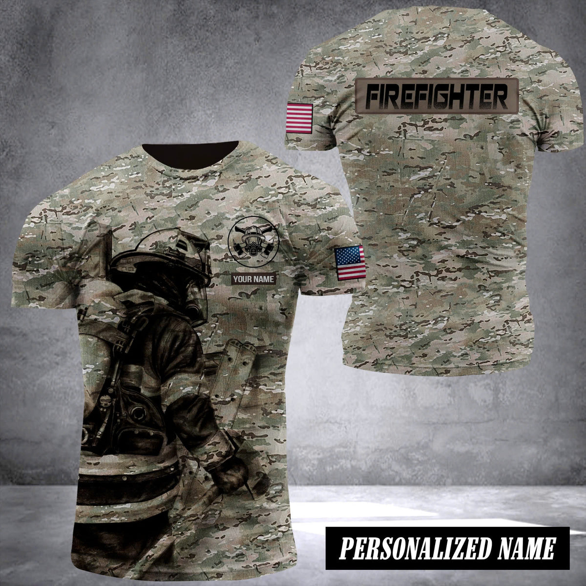 Firefighter camo customize T-shirt