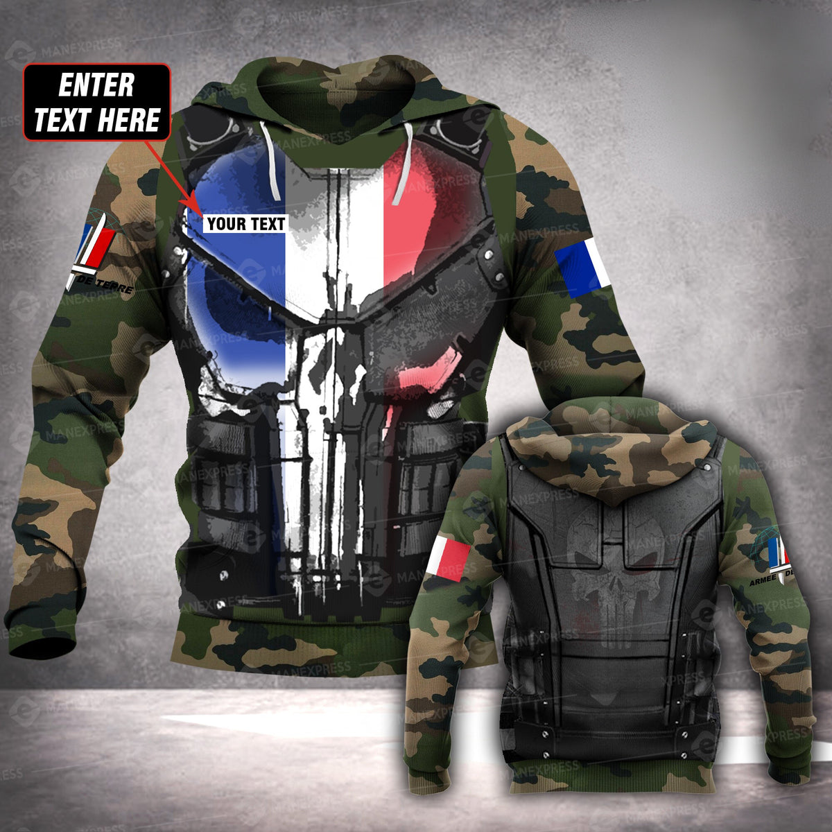 France soldier HOODIE customize 3d printed pun camo 101