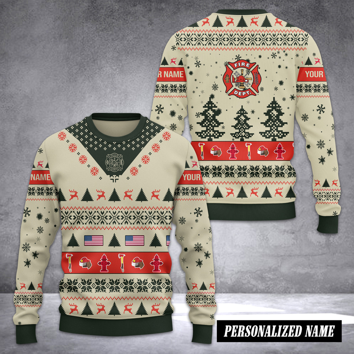 Firefighter Ugly Sweater Christmas Customize 3d printed