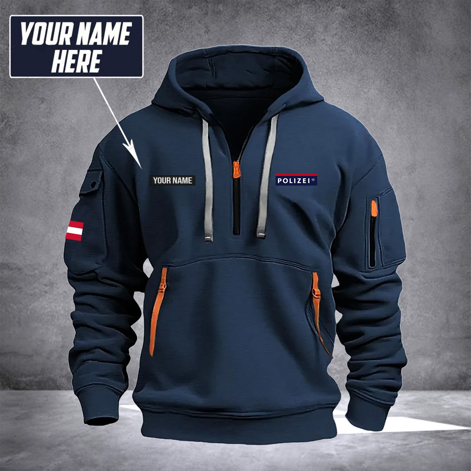 Polizei Austria customize Hoodie Half Zipper