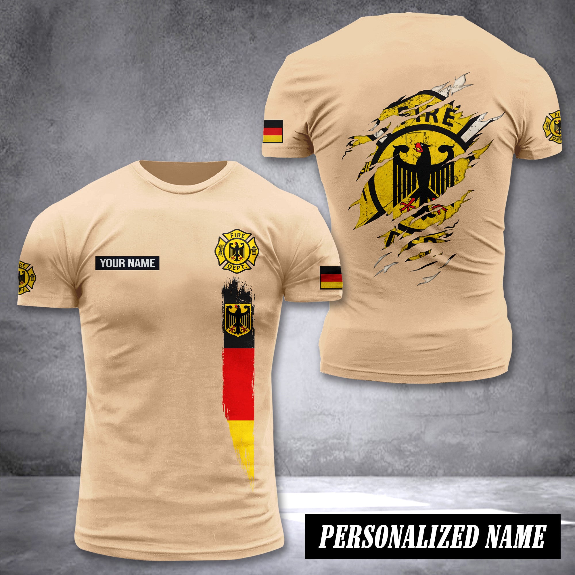Firefighter Germany customize T-shirt back