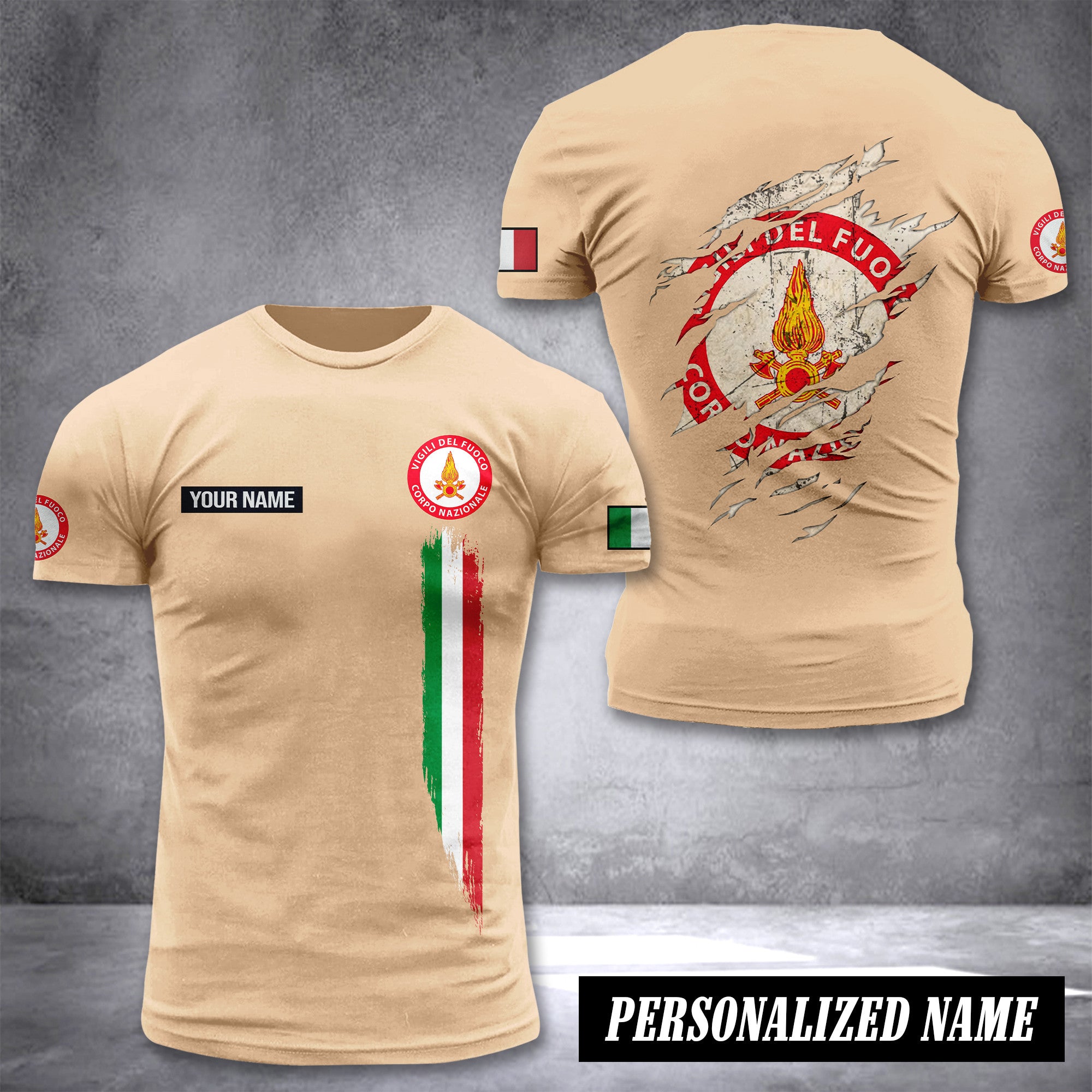 Firefighter Italy customize T-shirt back