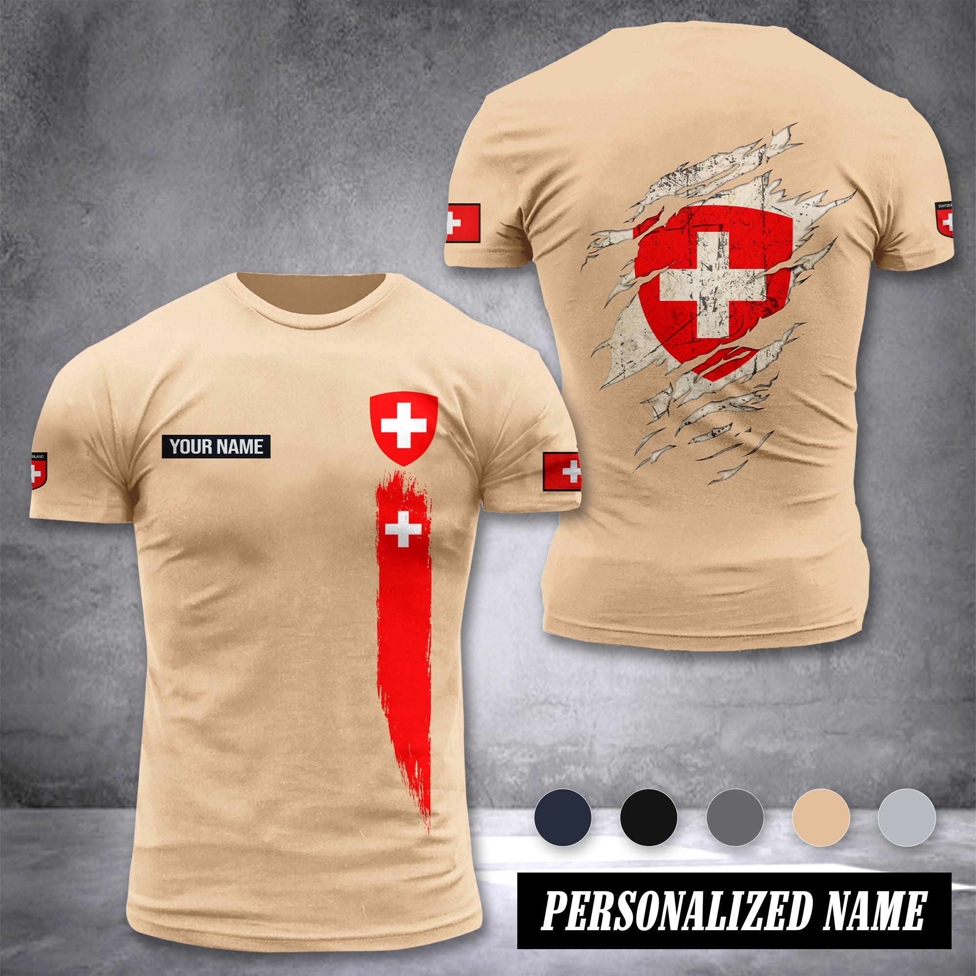 Switzerland customize T-shirt back