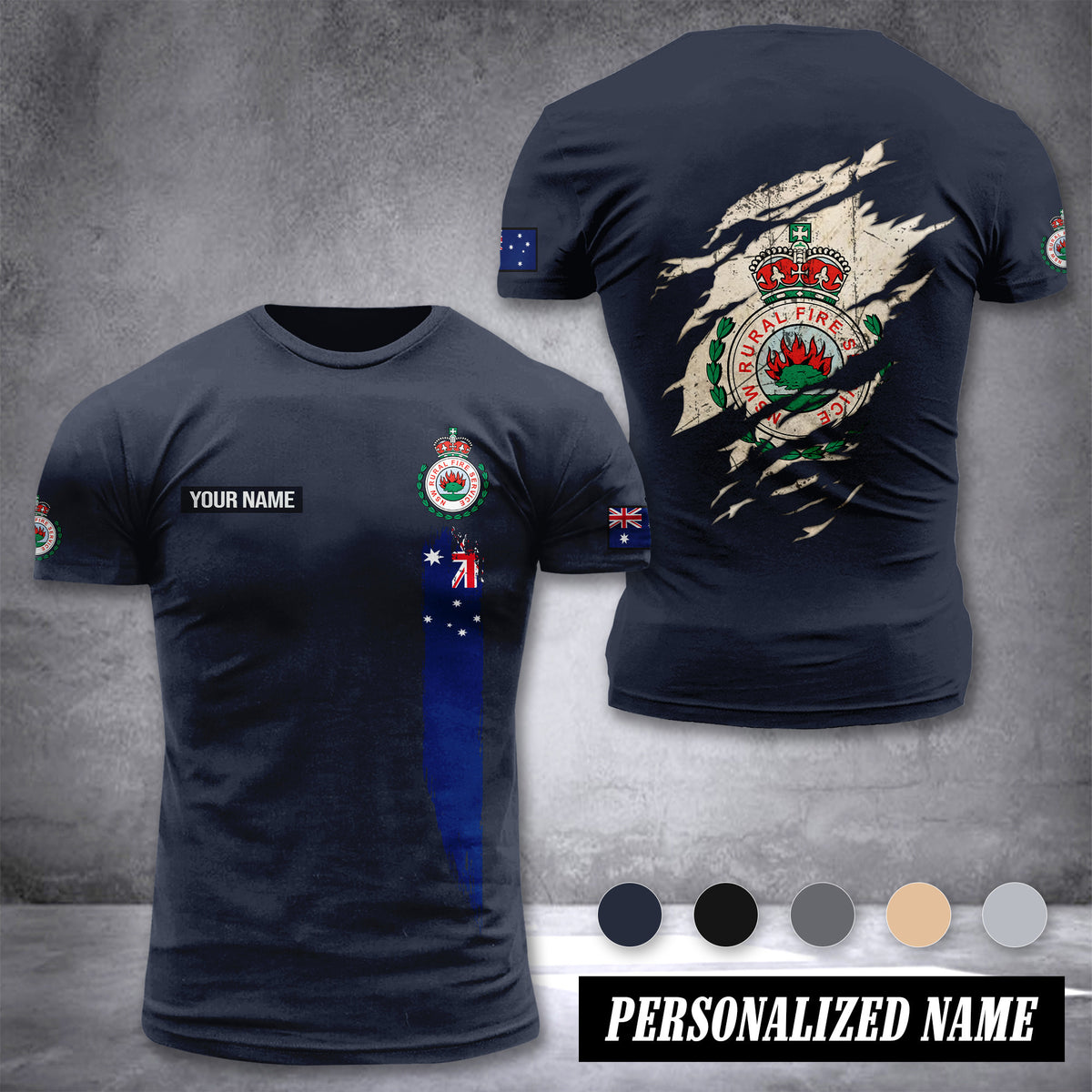 Firefighter Australia customize T-shirt back