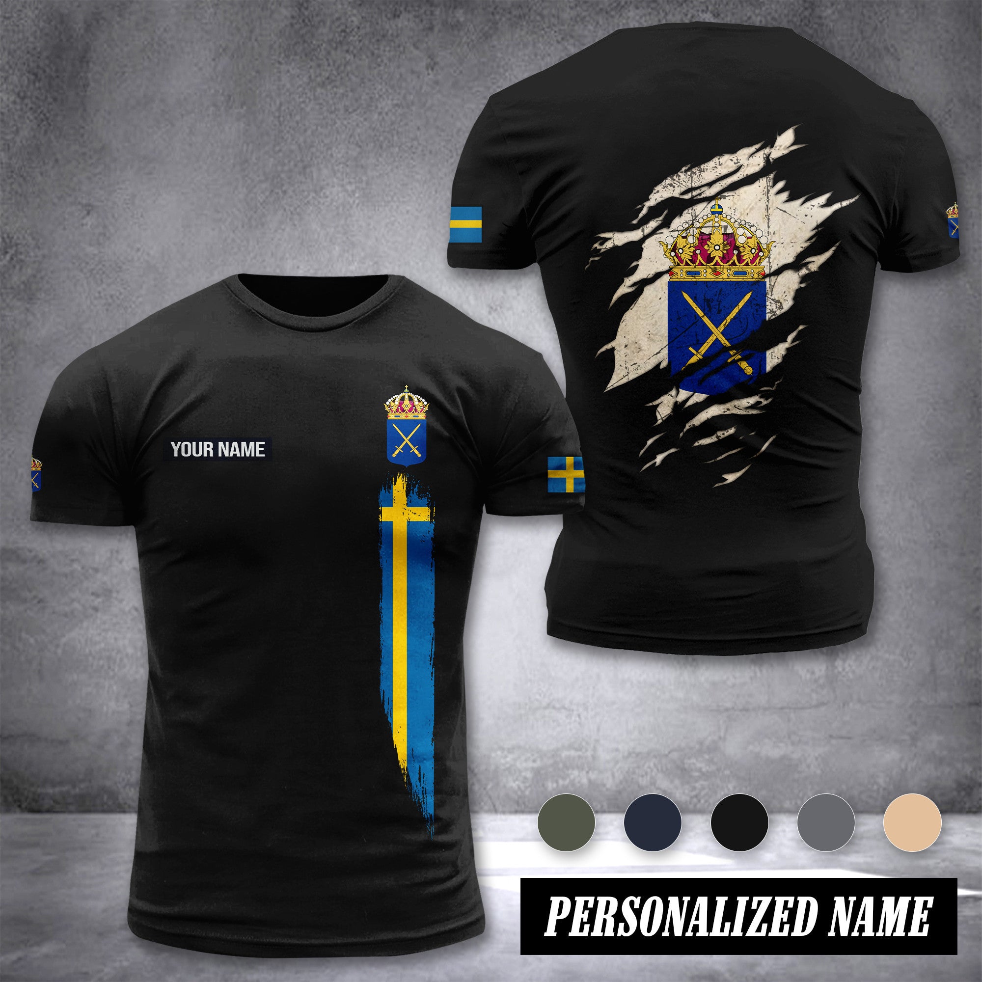 Soldier Sweden customize T-shirt back army