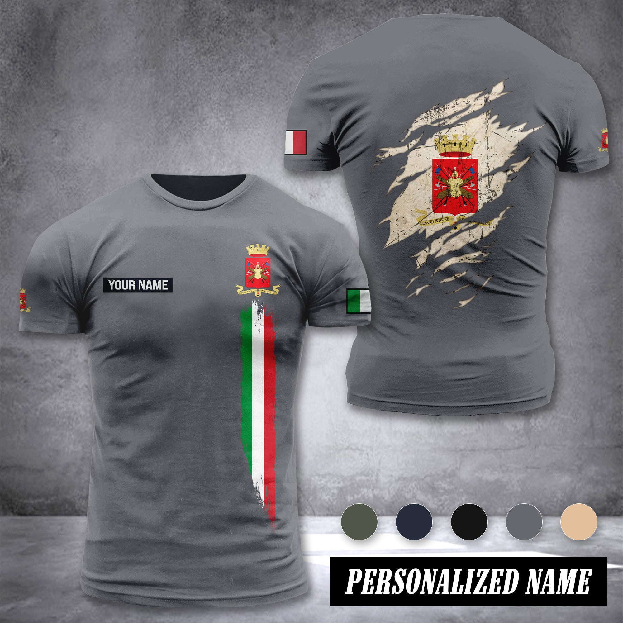 Soldier Italy customize T-shirt back army