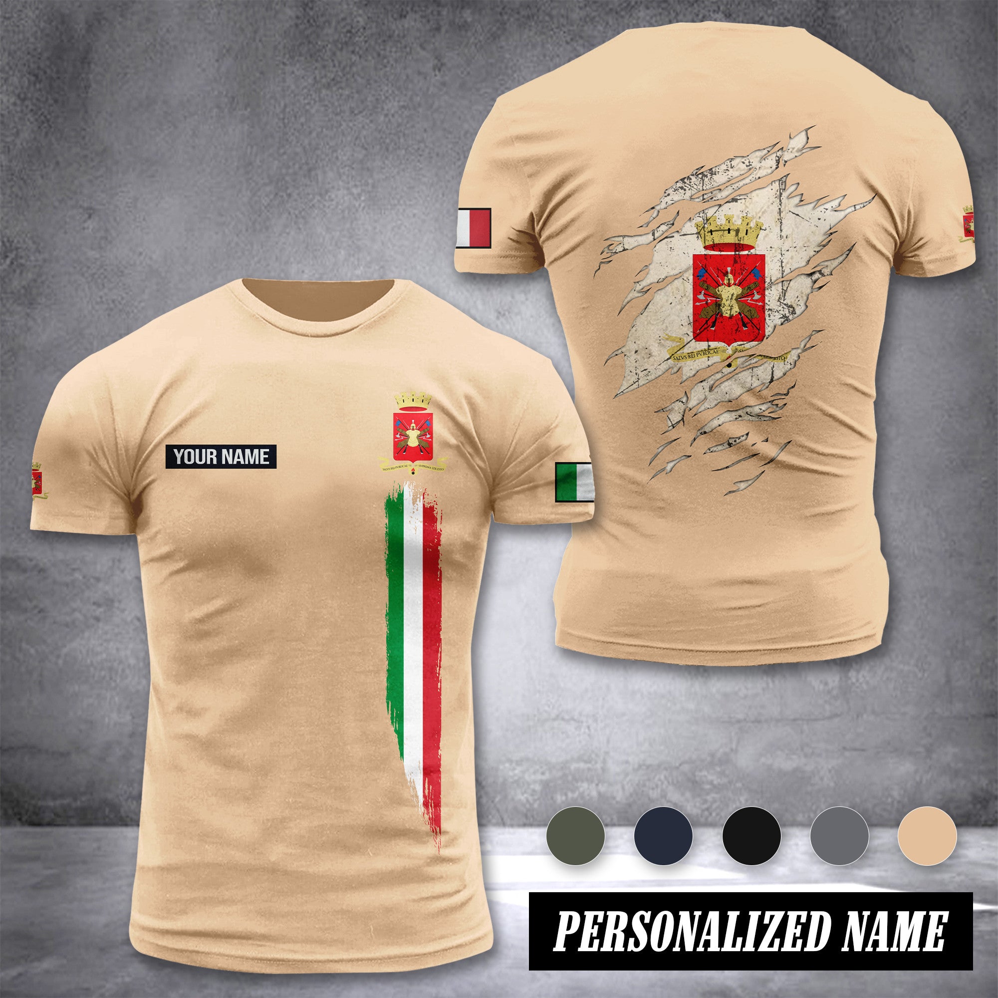 Soldier Italy customize T-shirt back army