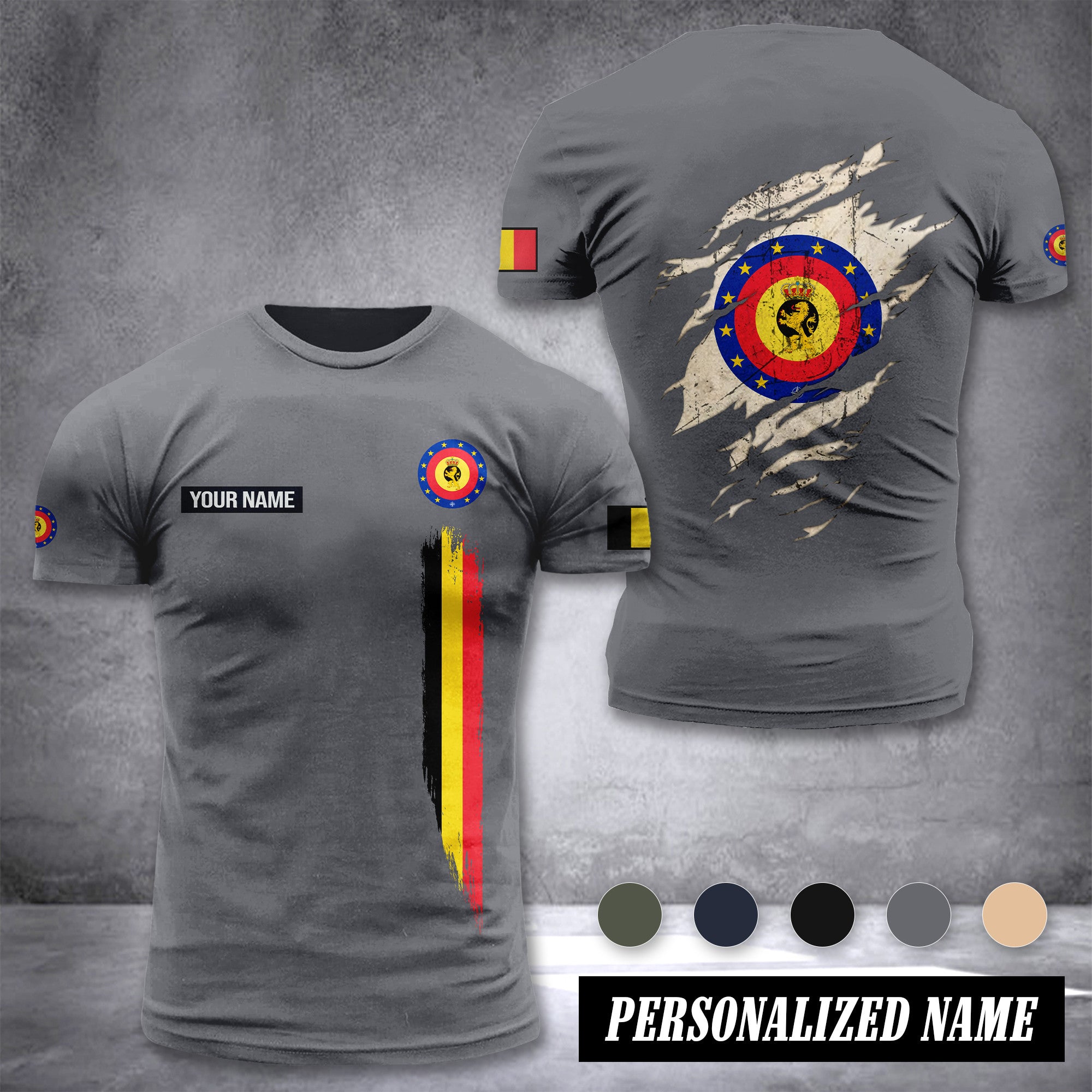 Soldier Belgium customize T-shirt back army