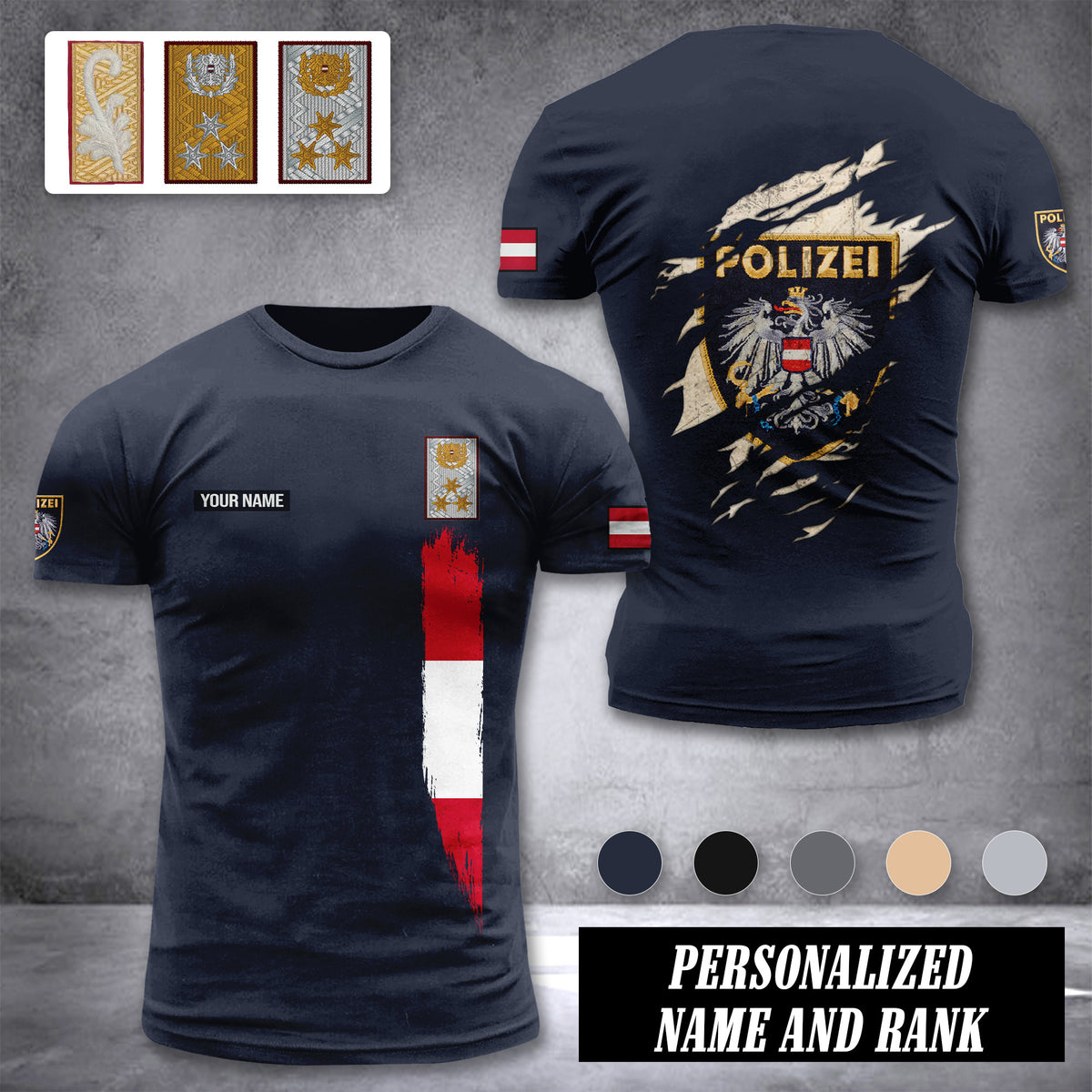 Polizei Austria customize rank T-shirt