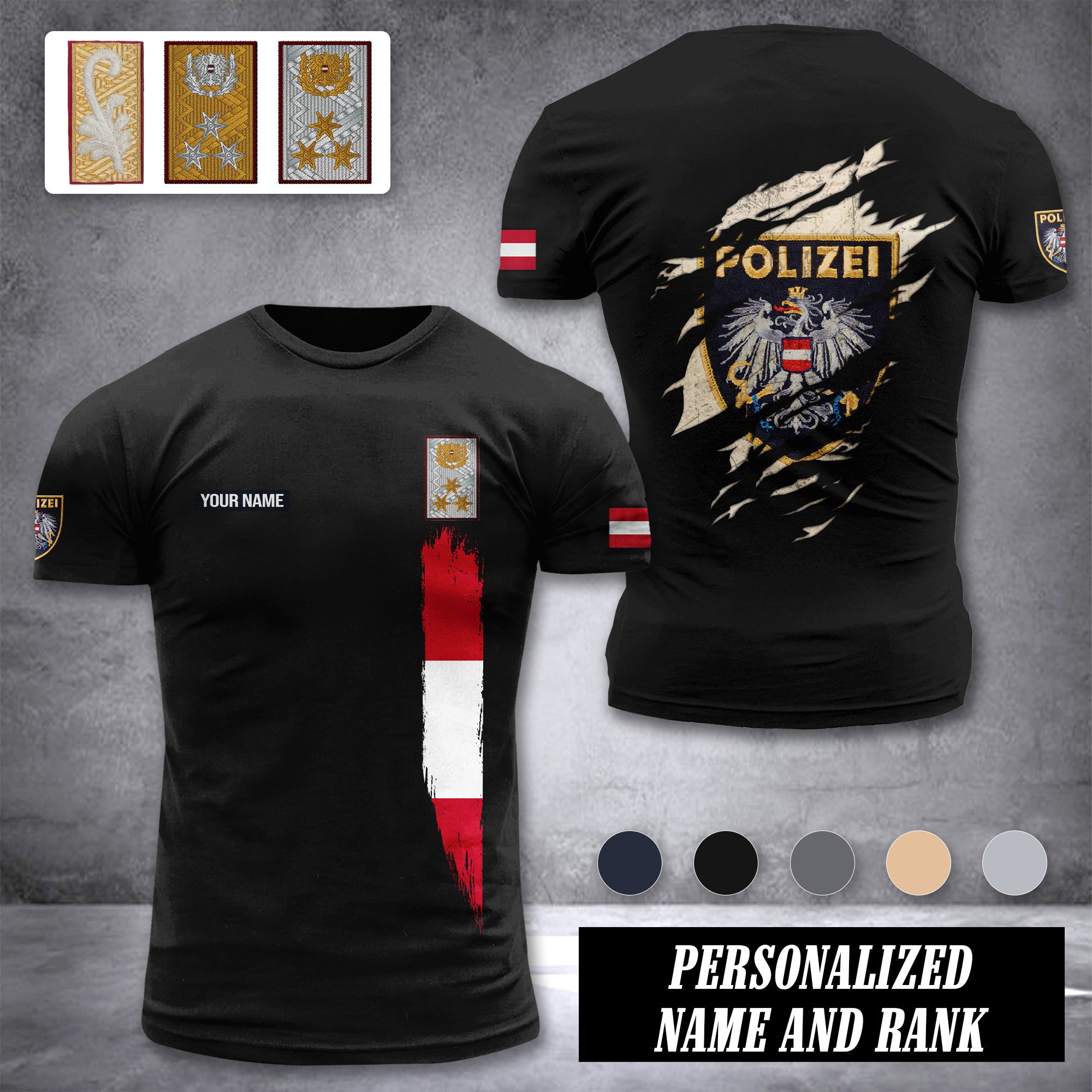 Polizei Austria customize rank T-shirt