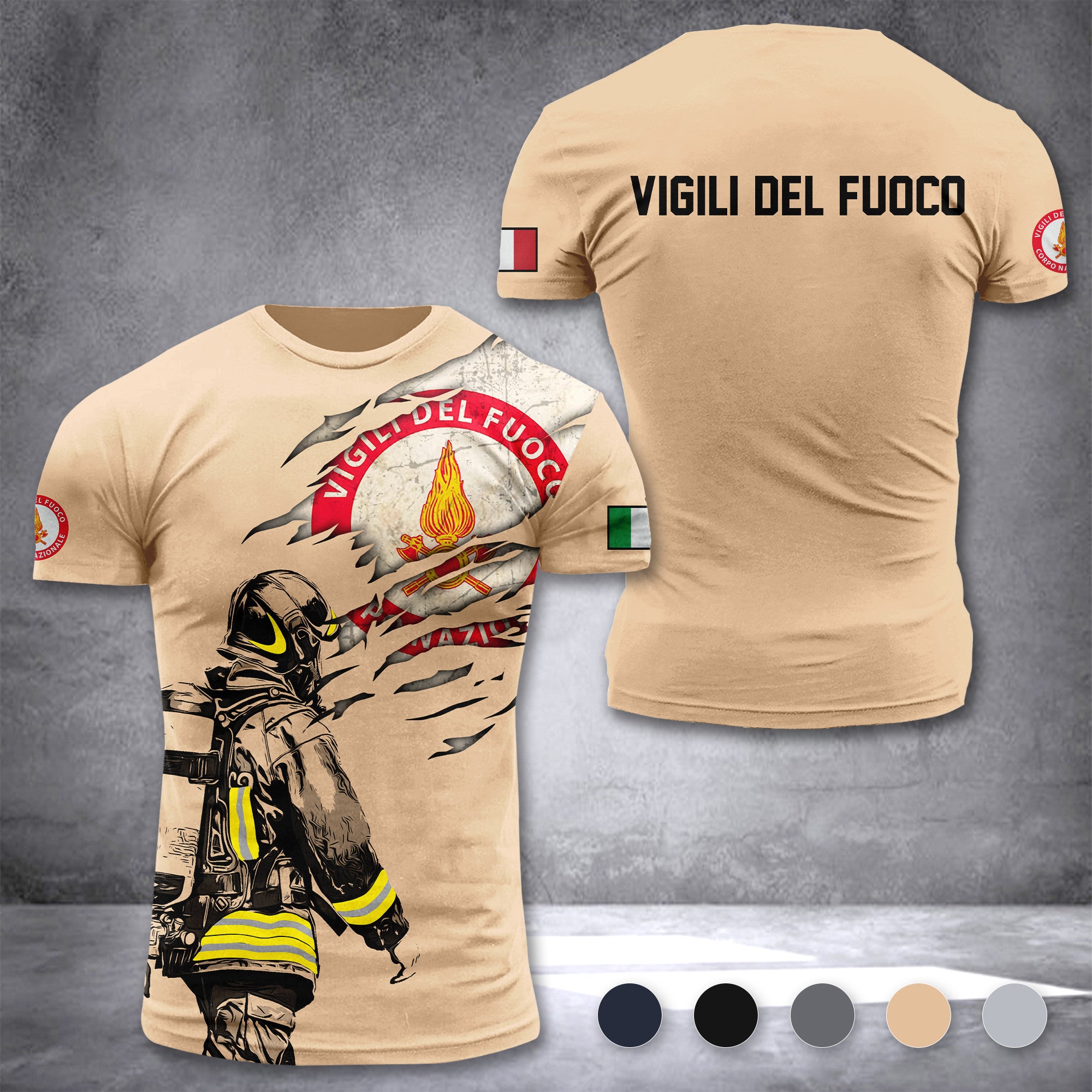 Firefighter Italy customize T-shirt 3d