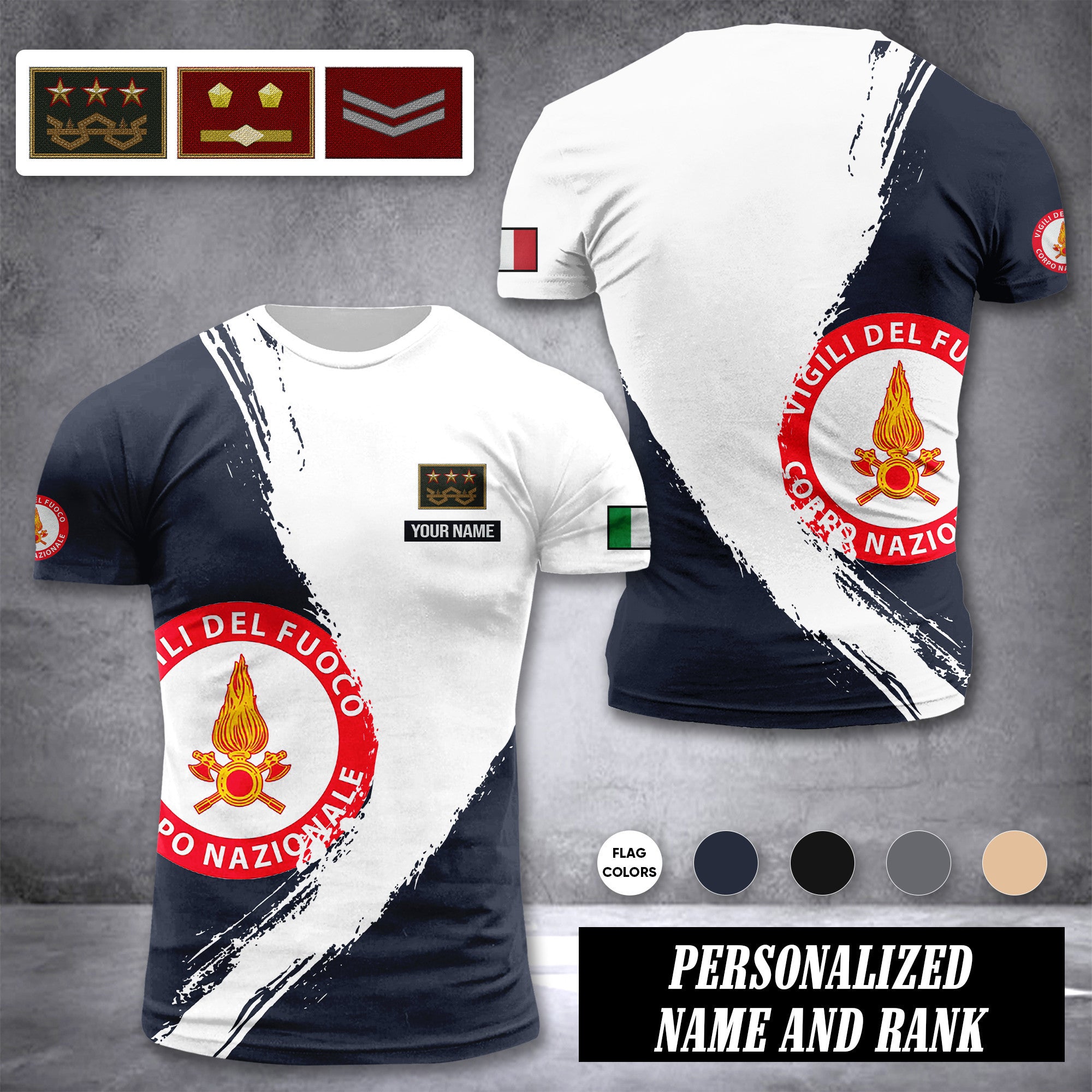 Firefighter Italy customize ranking T-shirt color
