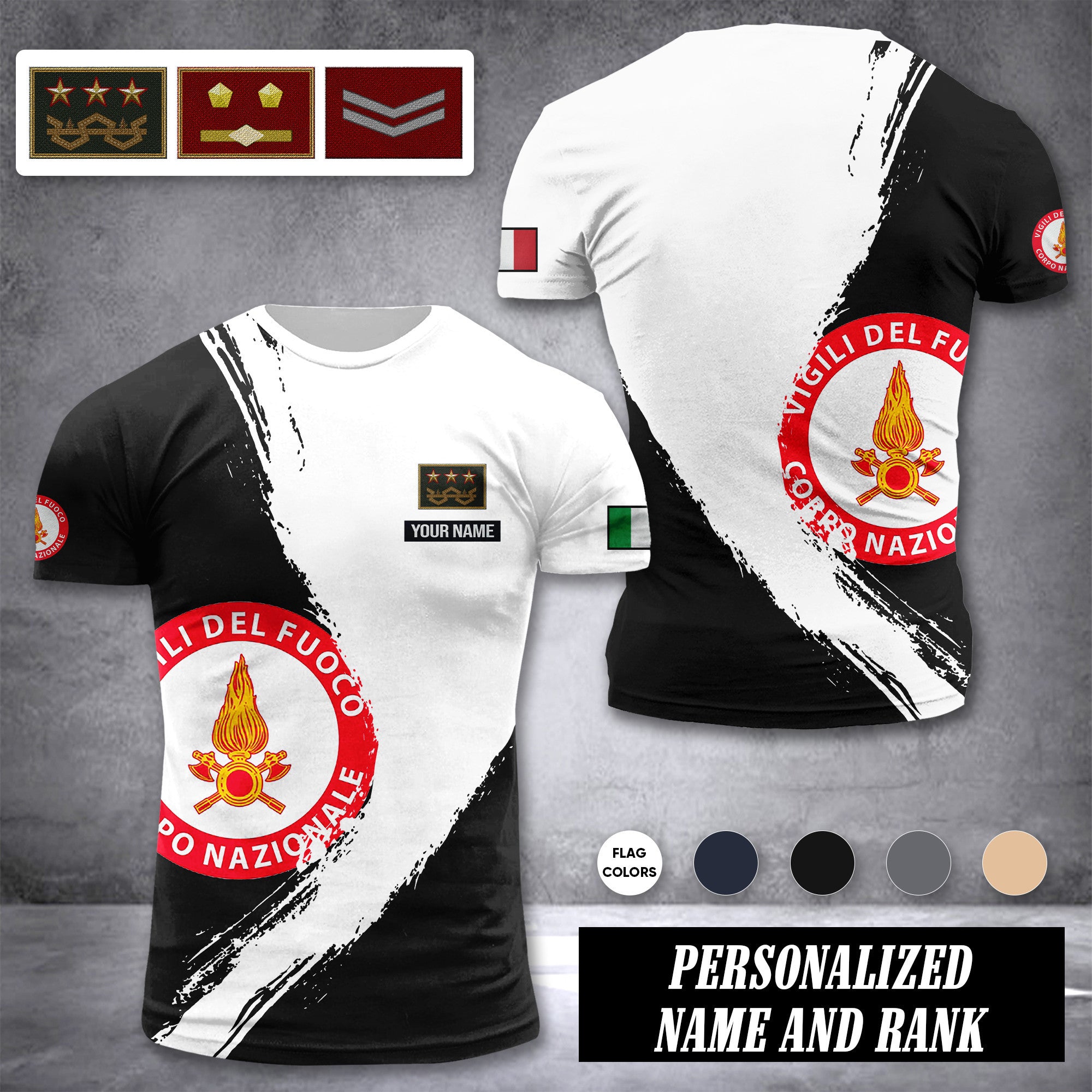 Firefighter Italy customize ranking T-shirt color