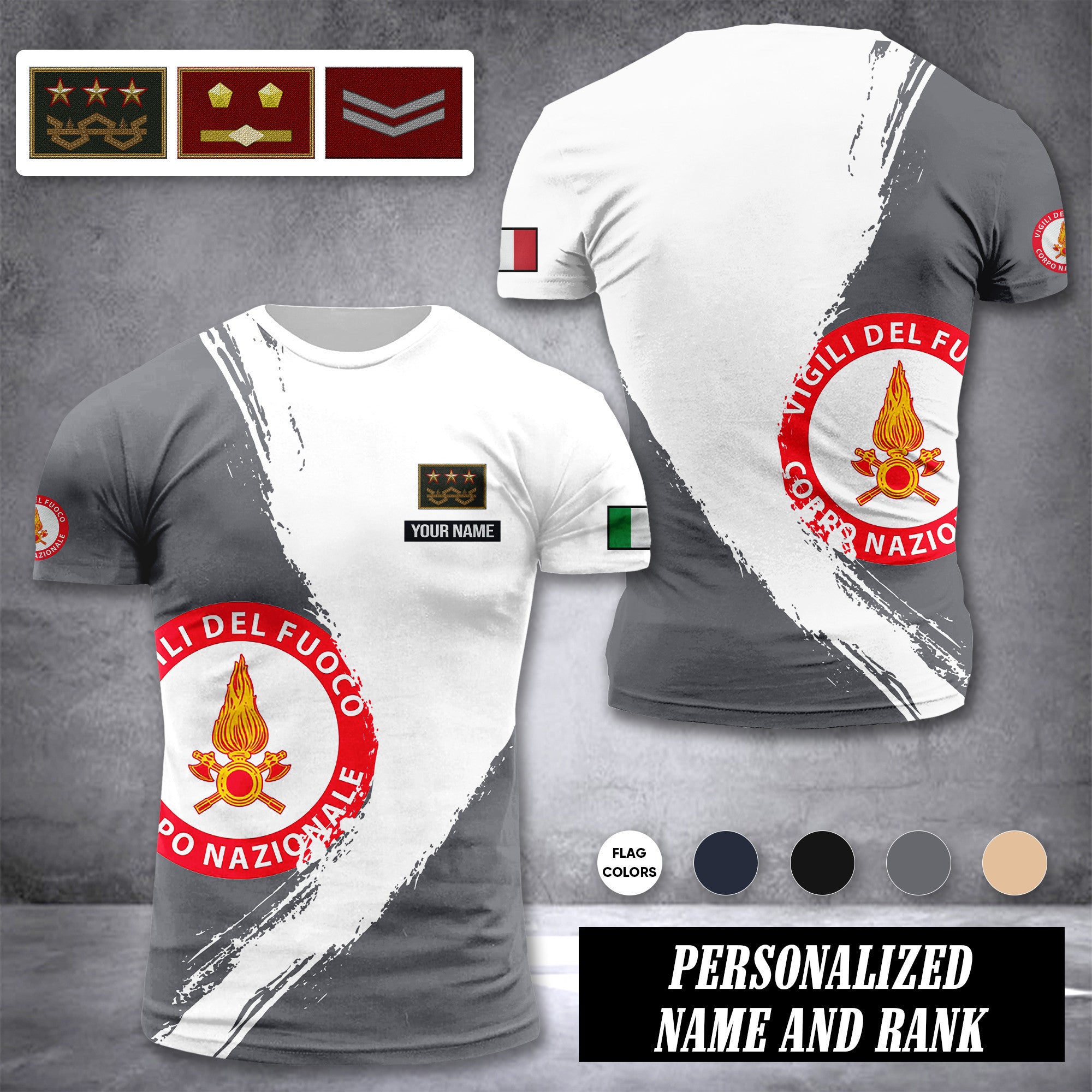 Firefighter Italy customize ranking T-shirt color