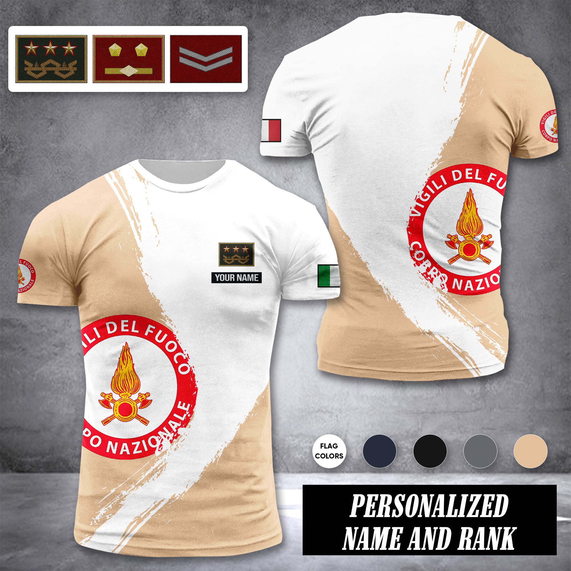 Firefighter Italy customize ranking T-shirt color