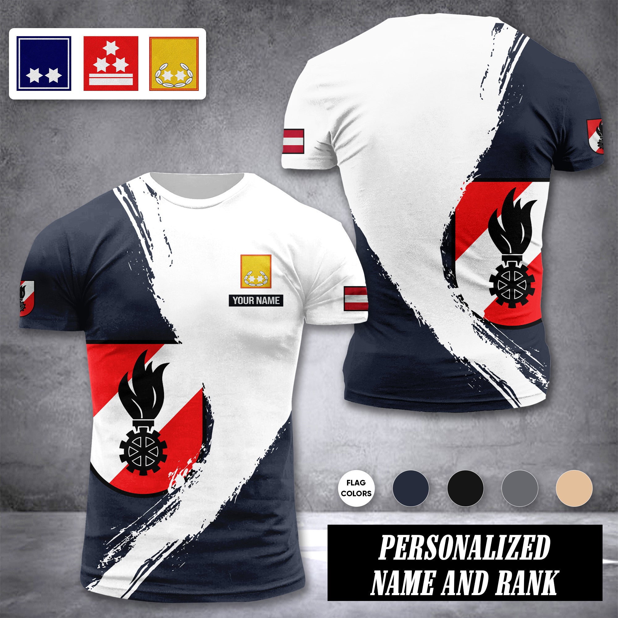 Firefighter Austria customize ranking T-shirt color