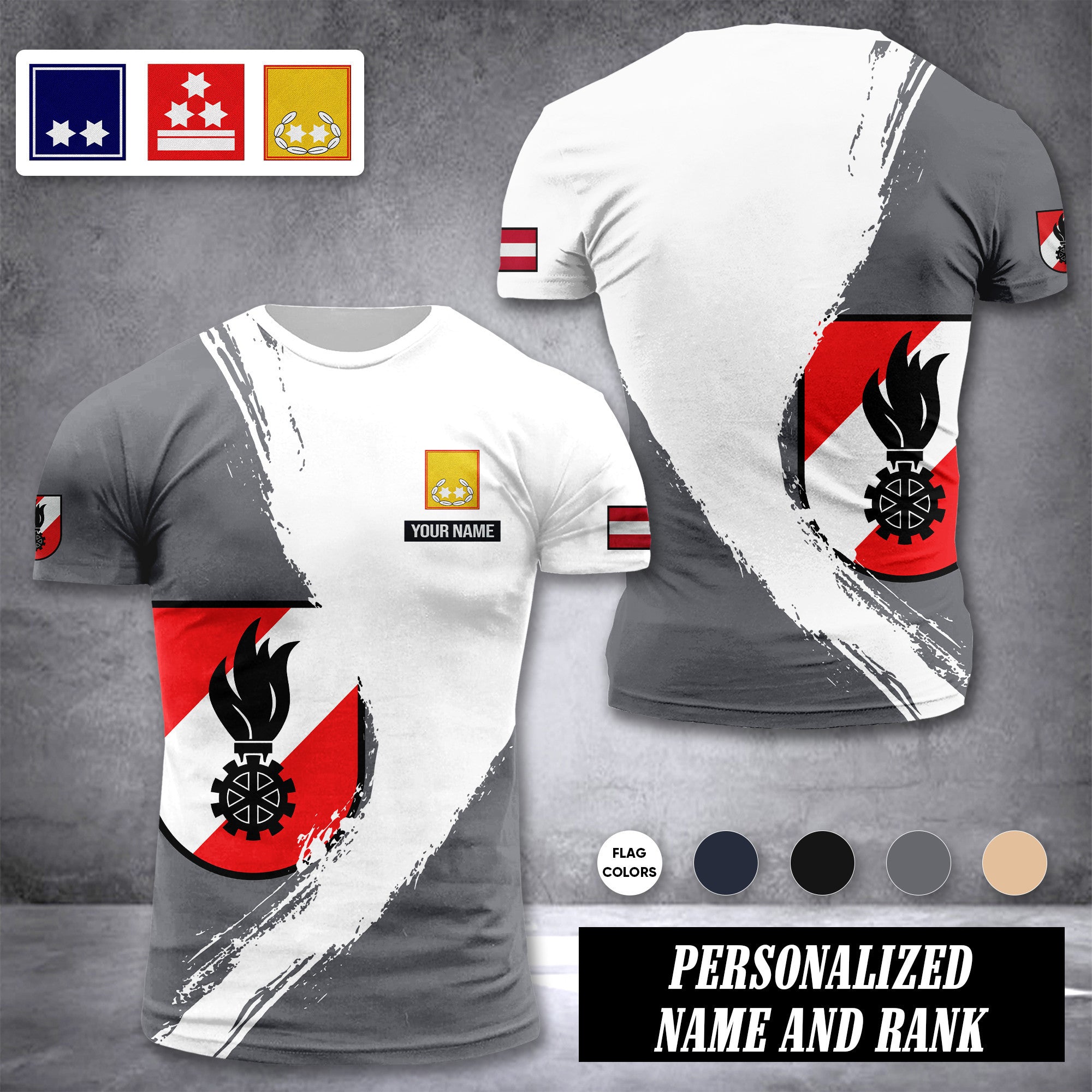 Firefighter Austria customize ranking T-shirt color