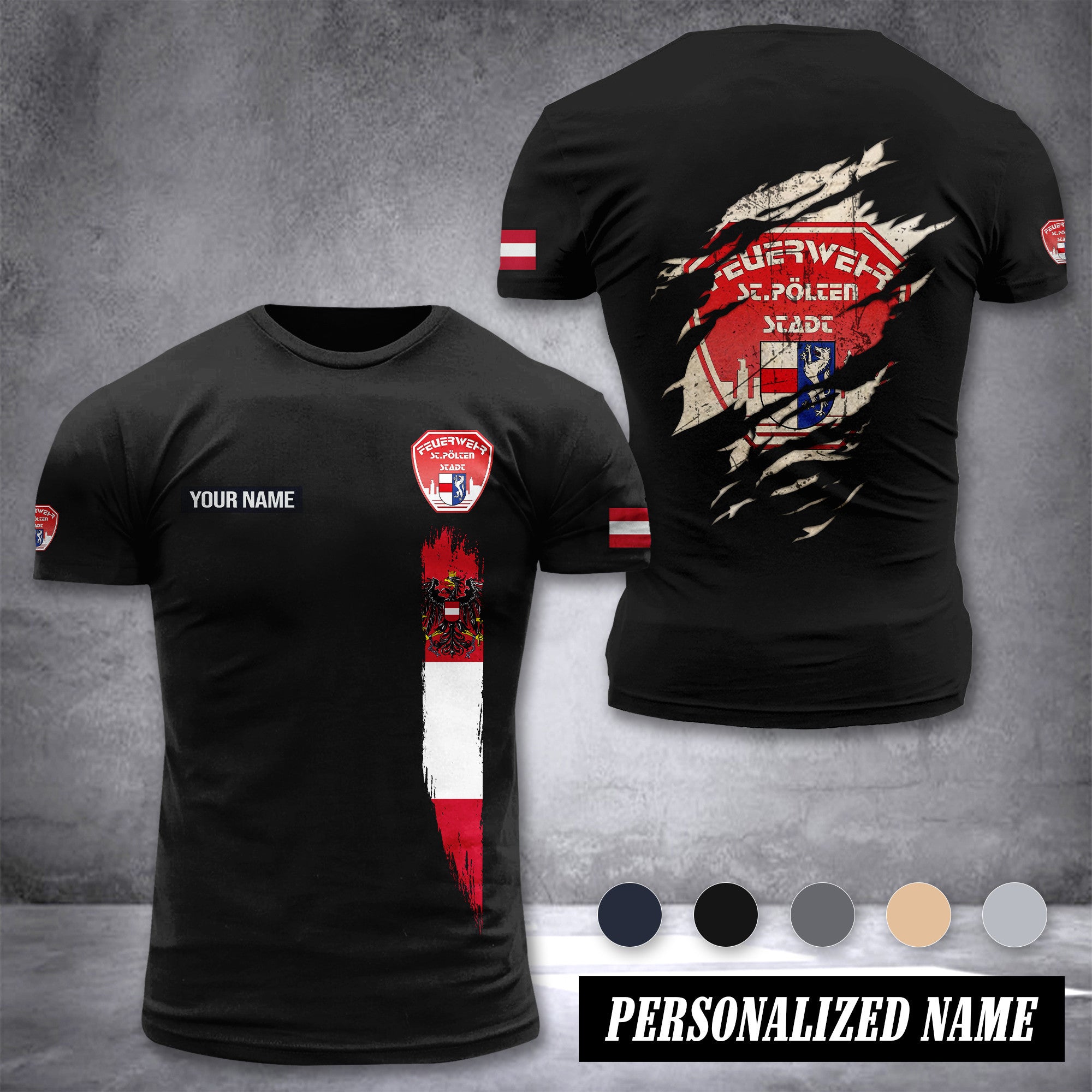 Feuerwehr St. Pölten-Stadt Firefighter Amstetten customize T-shirt back