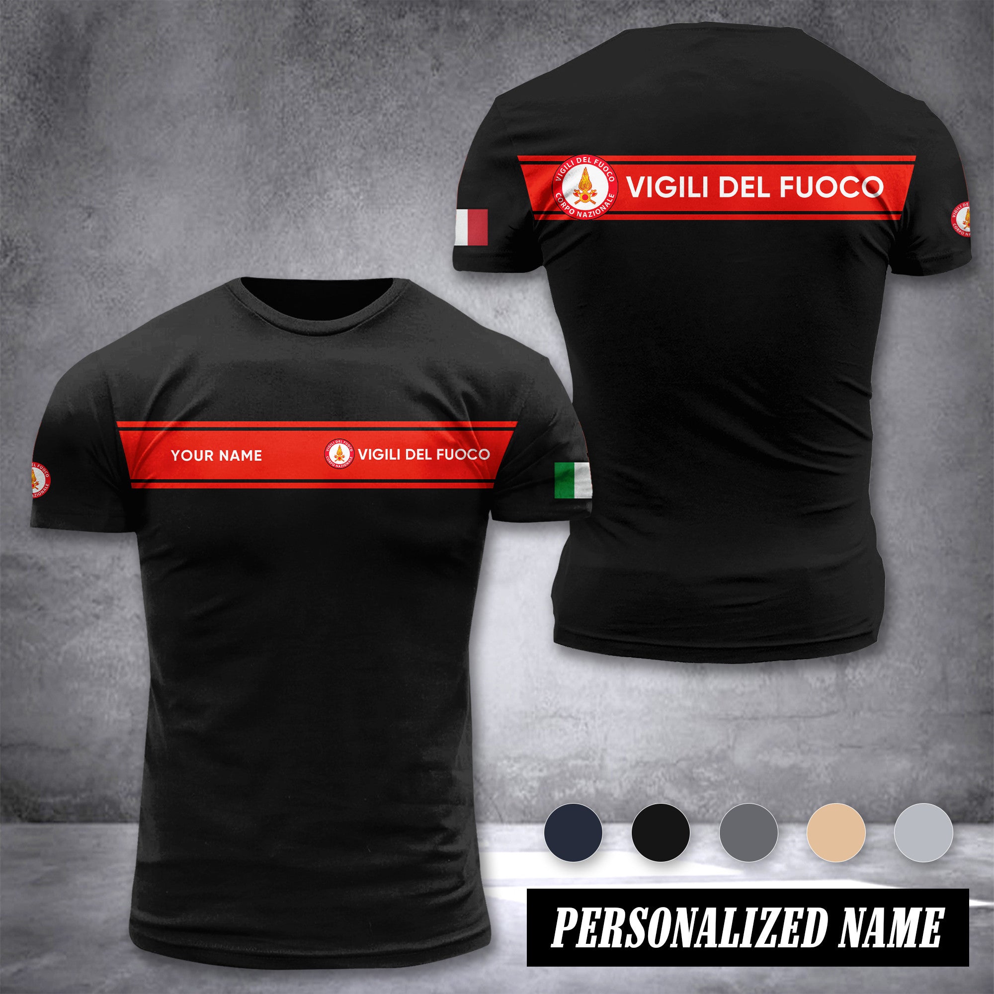 Firefighter Italy customize T-shirt back 36