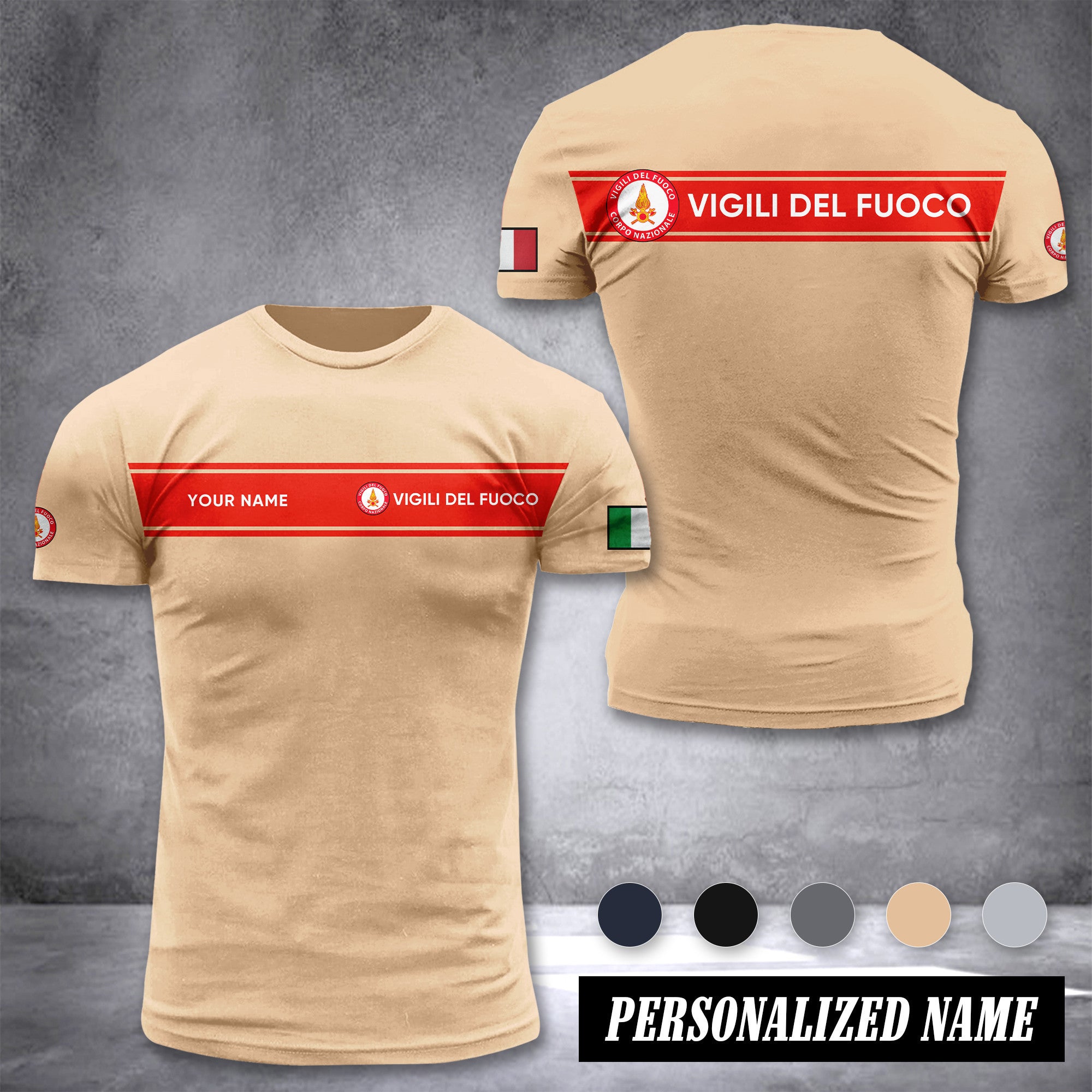 Firefighter Italy customize T-shirt back 36