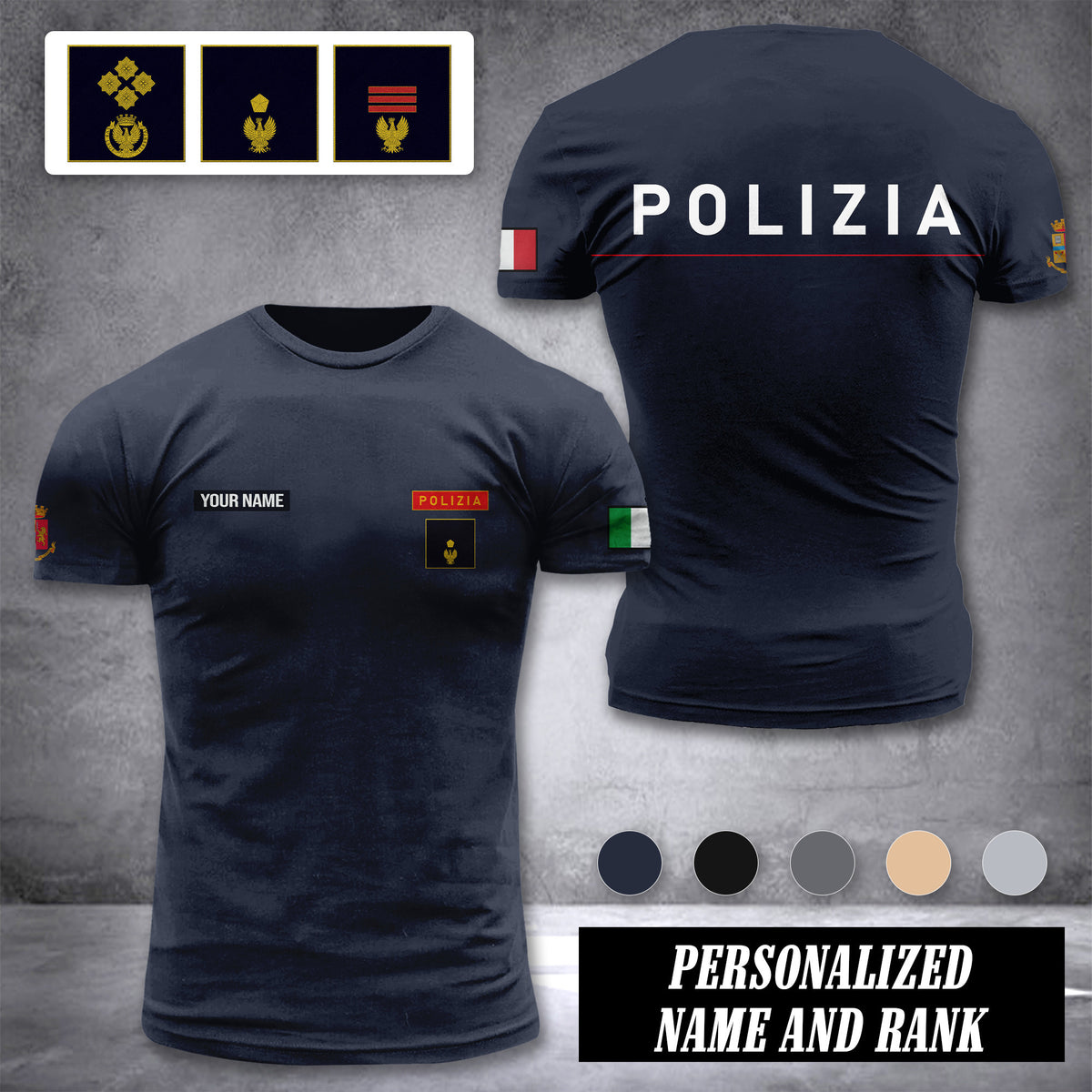 Polizia customize ranking T-shirt comfor