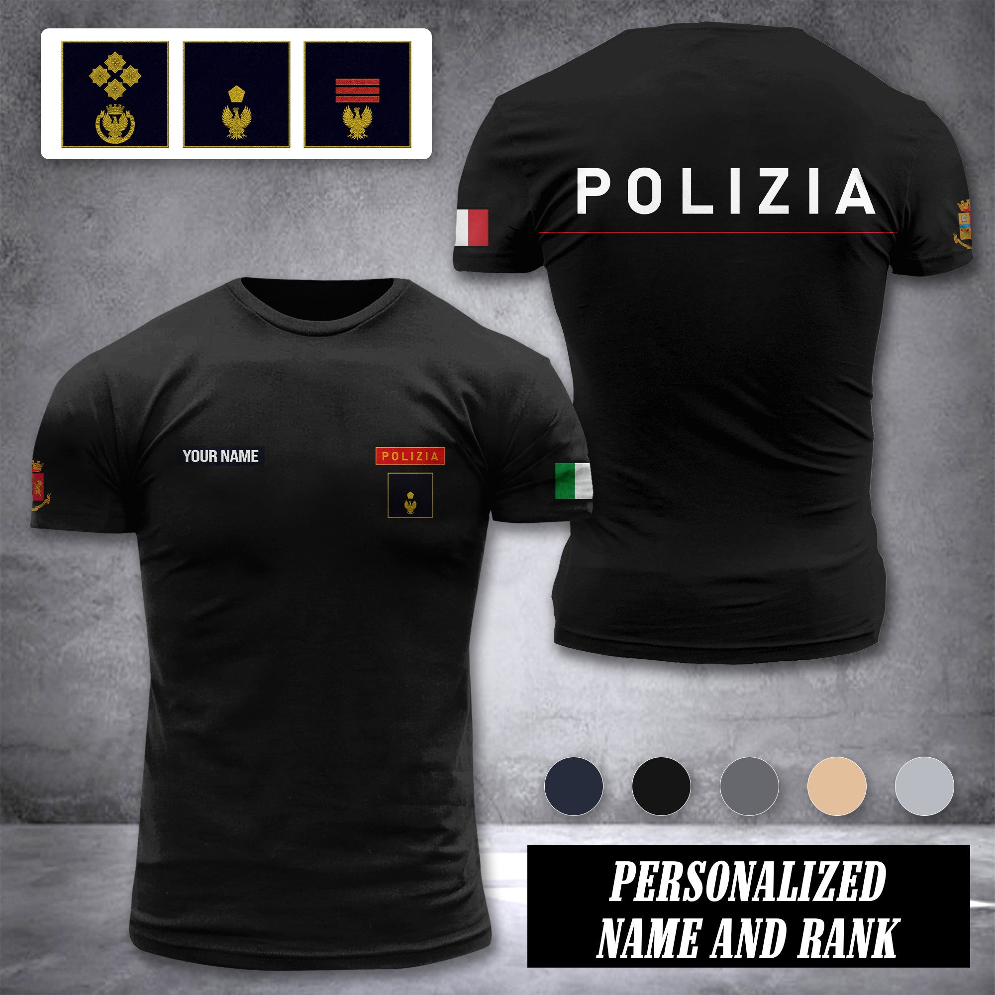 Polizia customize ranking T-shirt comfor
