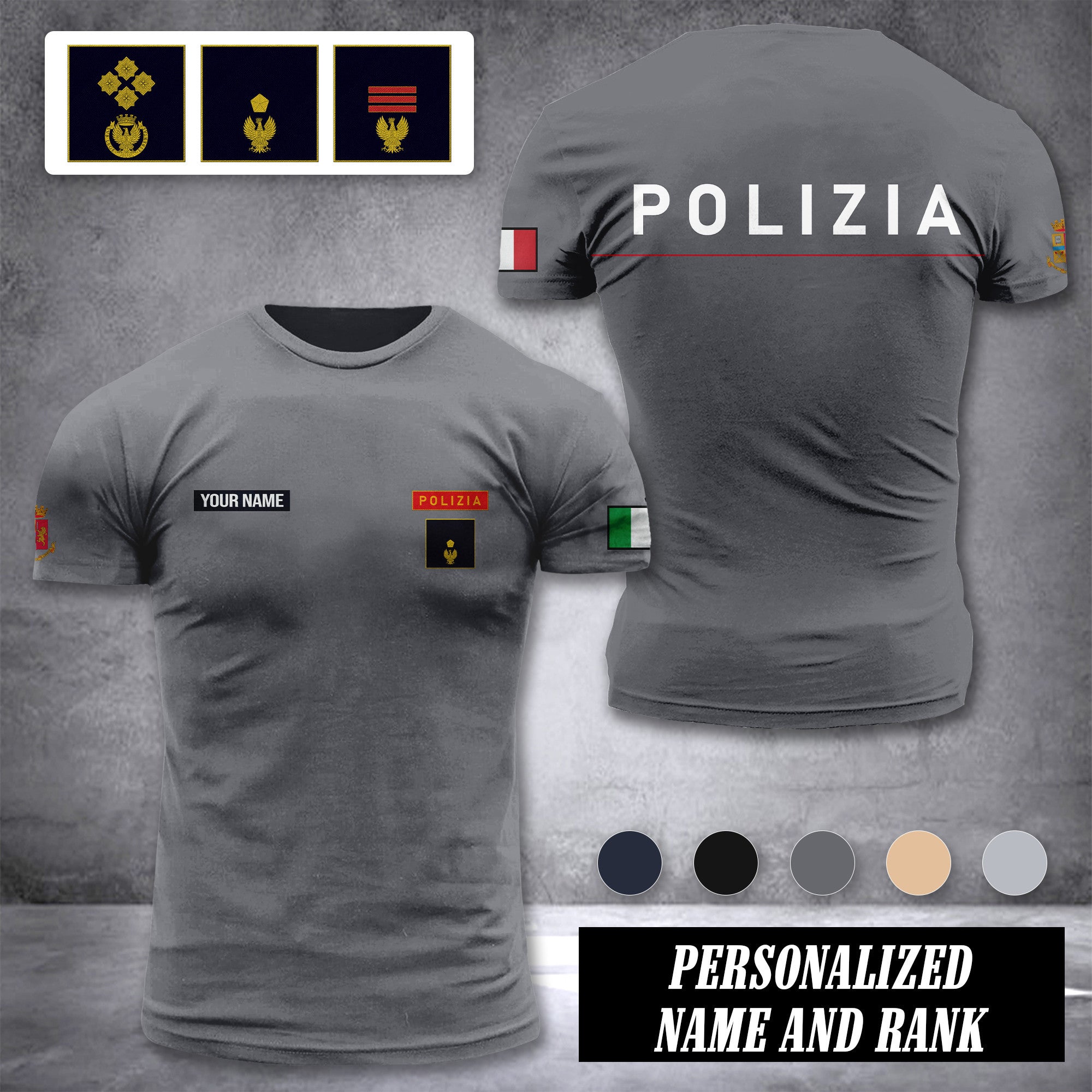 Polizia customize ranking T-shirt comfor