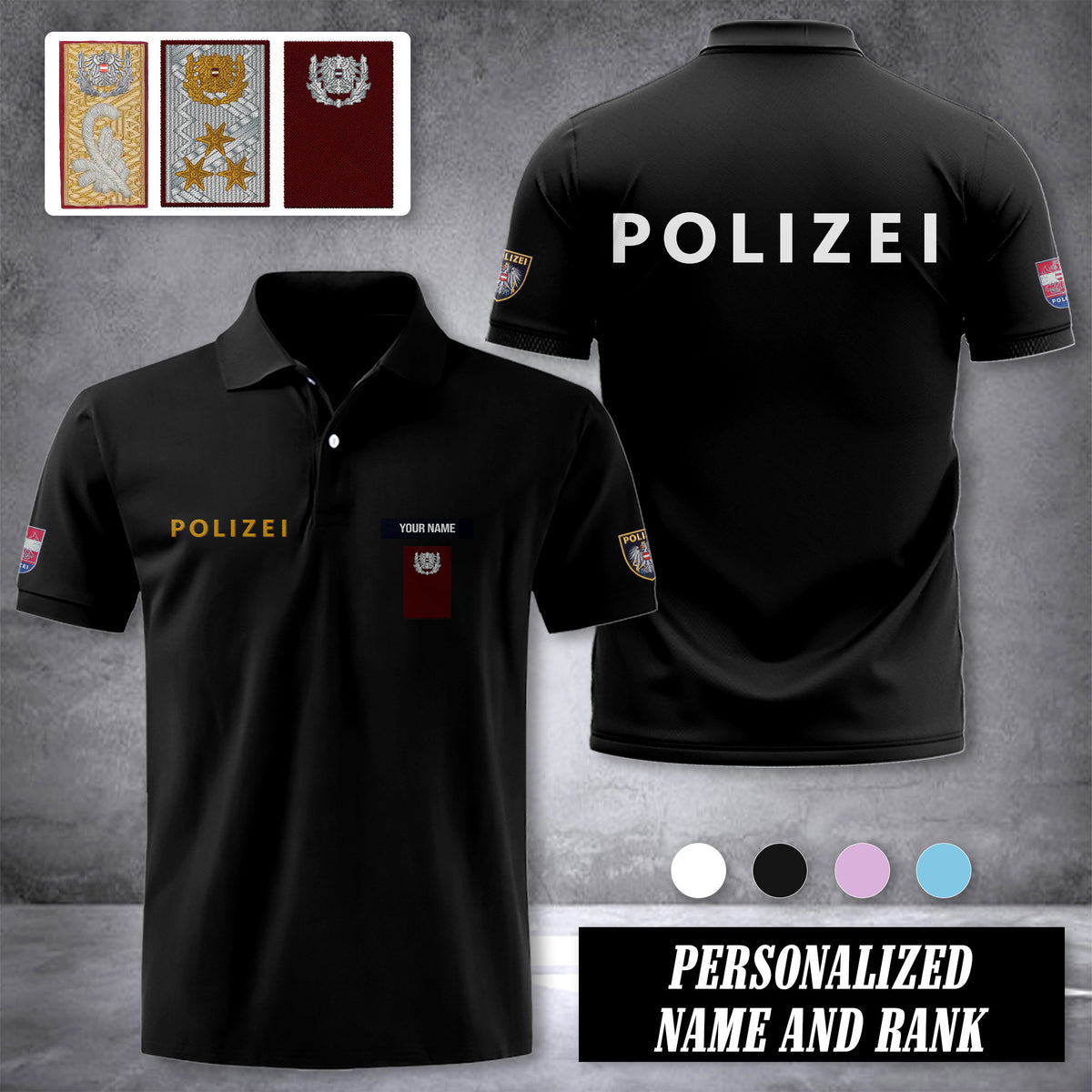 Polizei Austria customize polo back