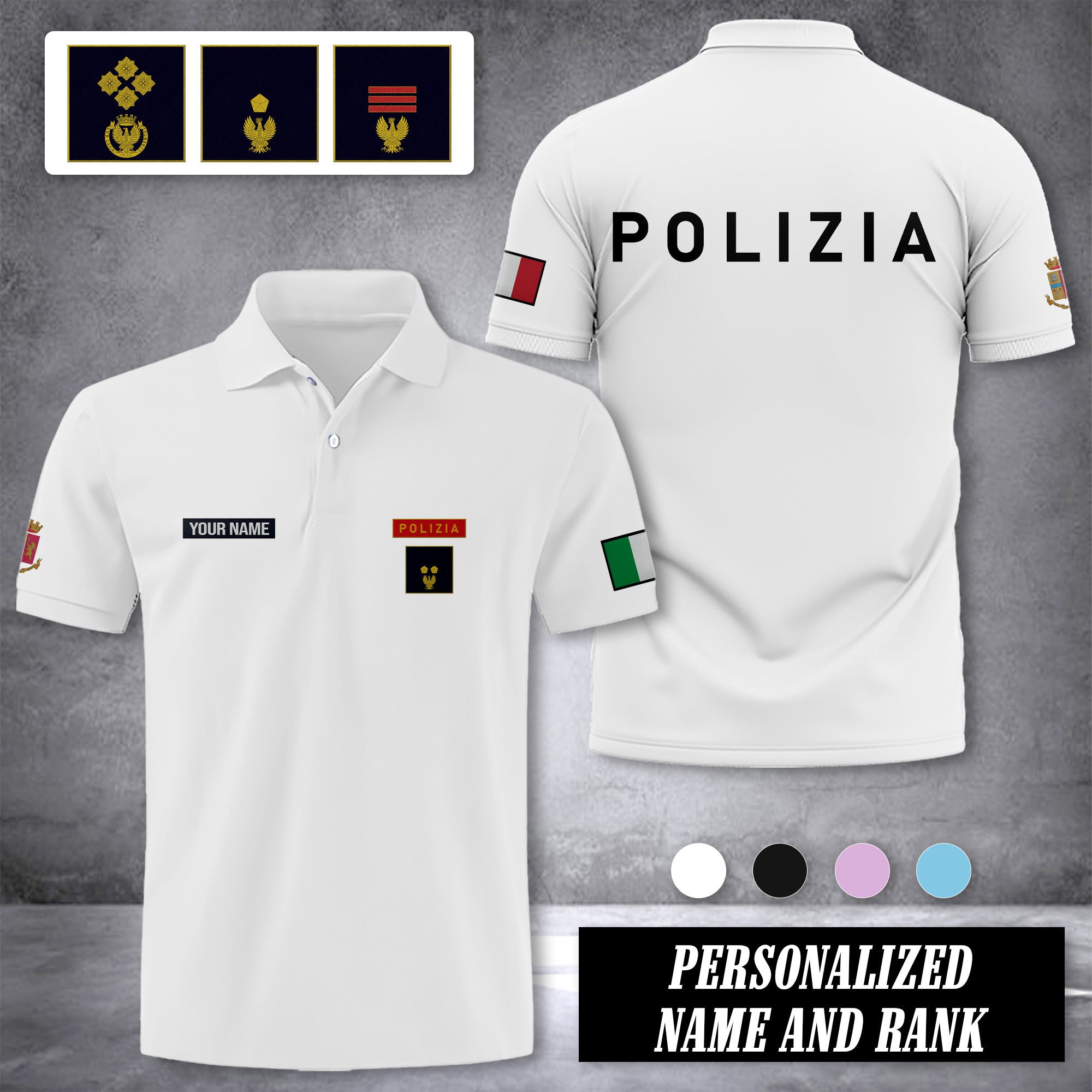 Polizia italy customize polo back