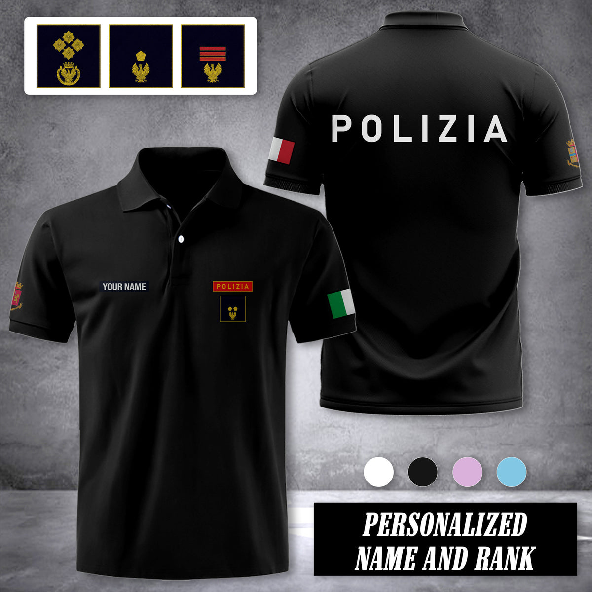 Polizia italy customize polo back
