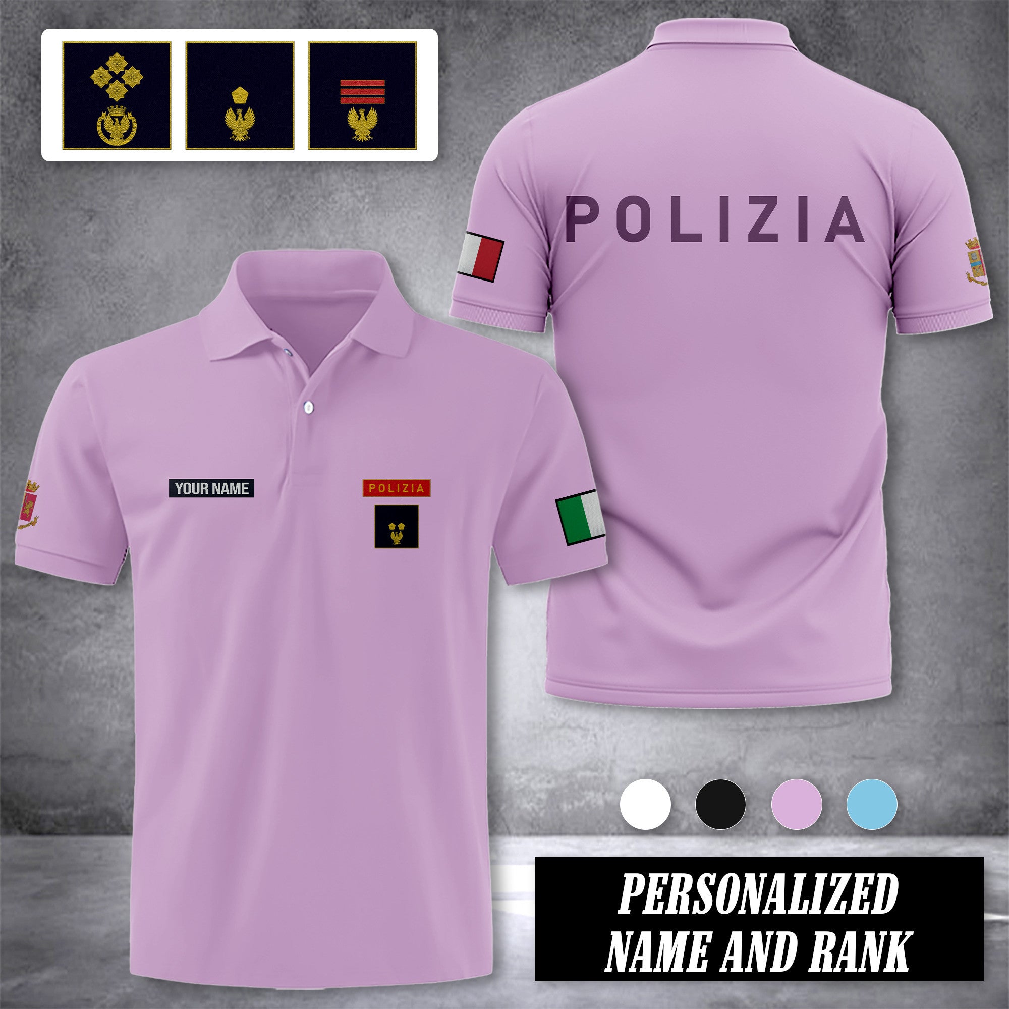 Polizia italy customize polo back